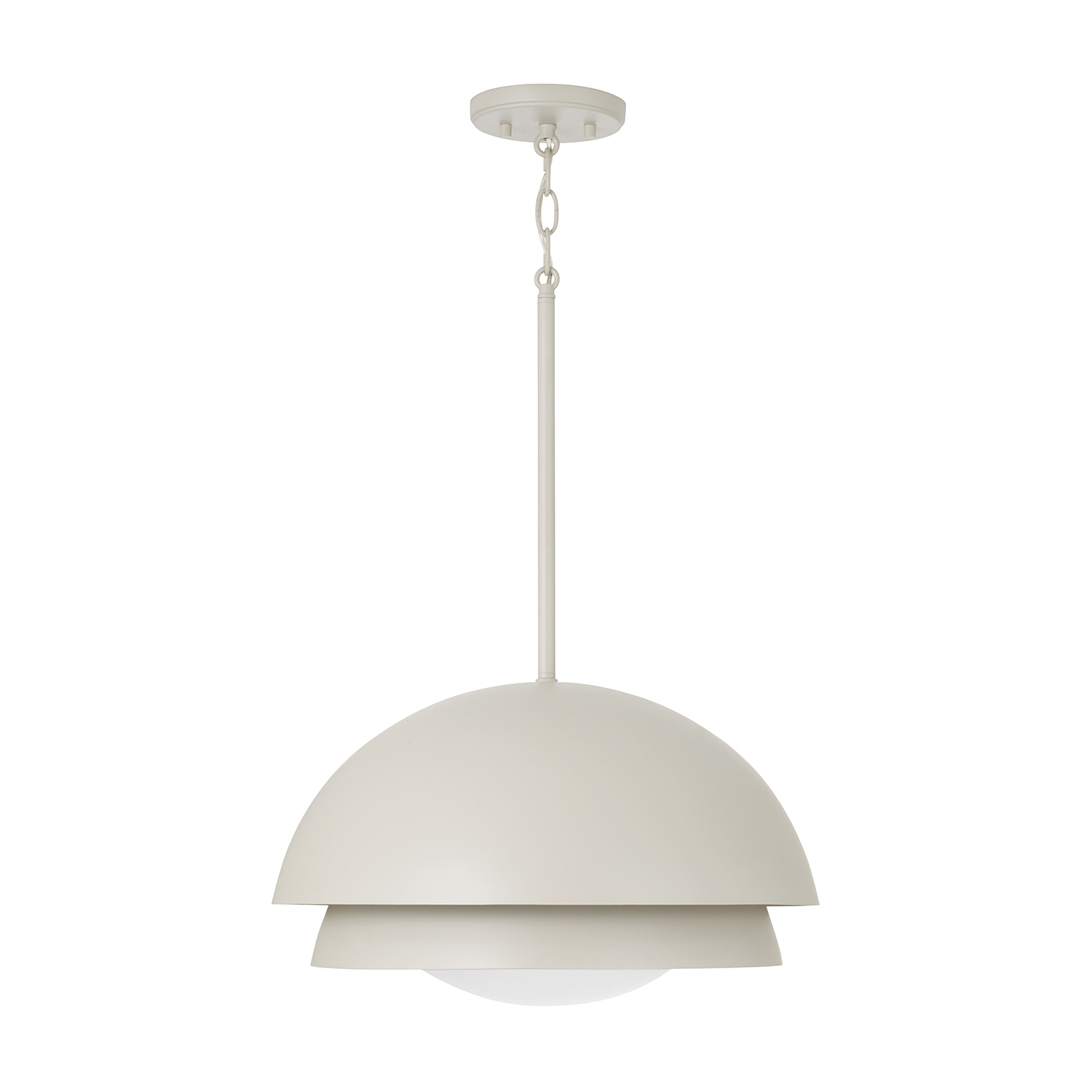 17.25" W x 10.5" H 1-Light Modern Tiered Dome Pendant in Taupe with Soft White Glass Diffuser