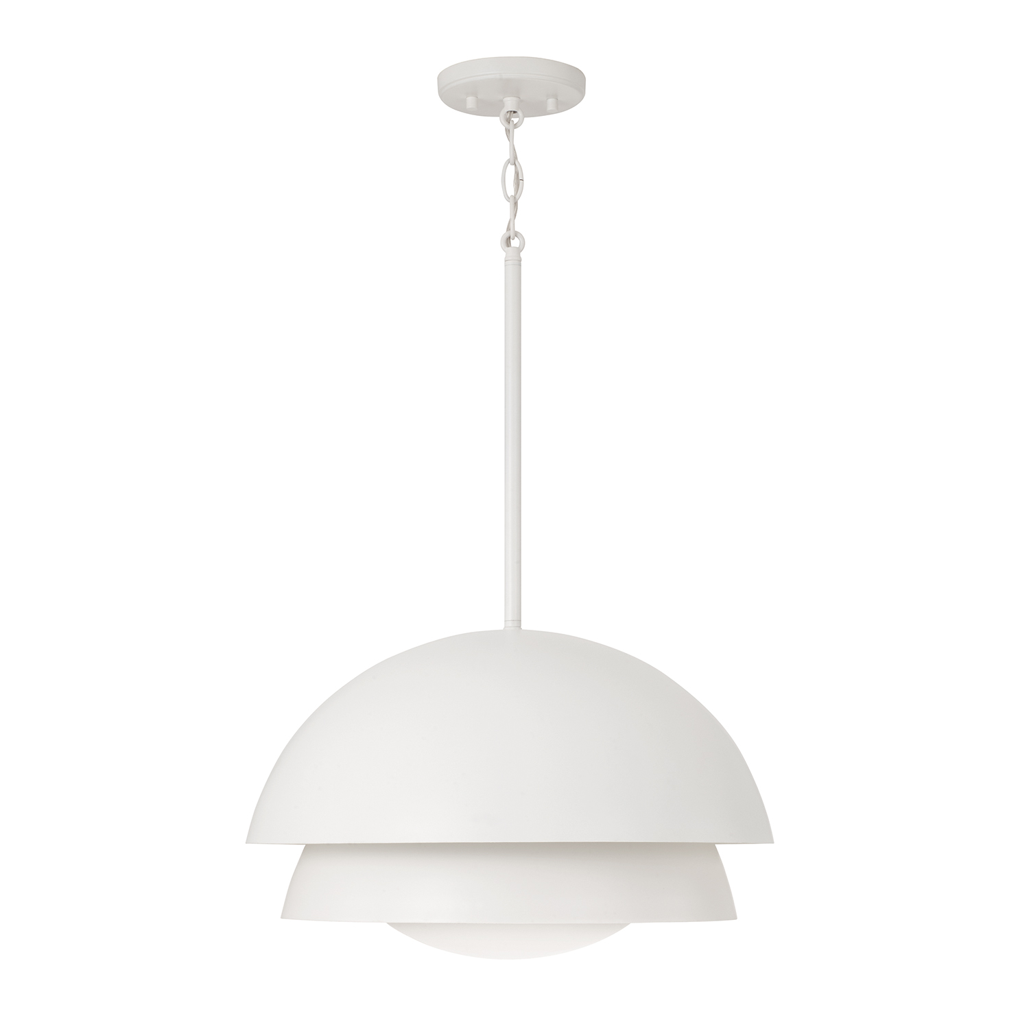 17.25" W x 10.5" H 1-Light Modern Tiered Dome Pendant in Matte White with Soft White Glass Diffuser