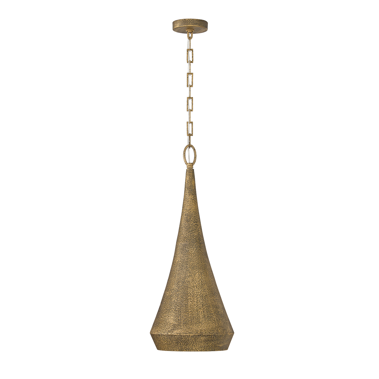 12" W x 27.5" H 1-Light Unique Elongated Drop Pendant in Artisan Gold with Hand-painted Texture