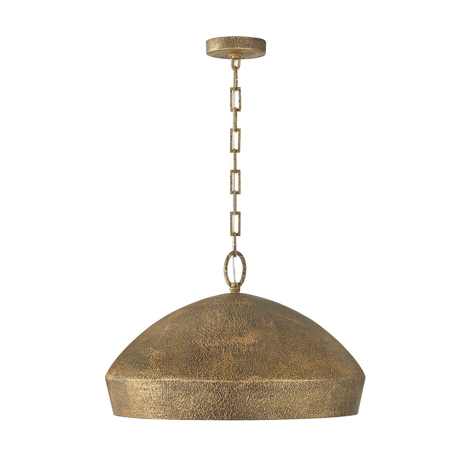 21.5" W x 135" H 1-Light Unique Open Dome Pendant in Artisan Gold with Hand-painted Texture