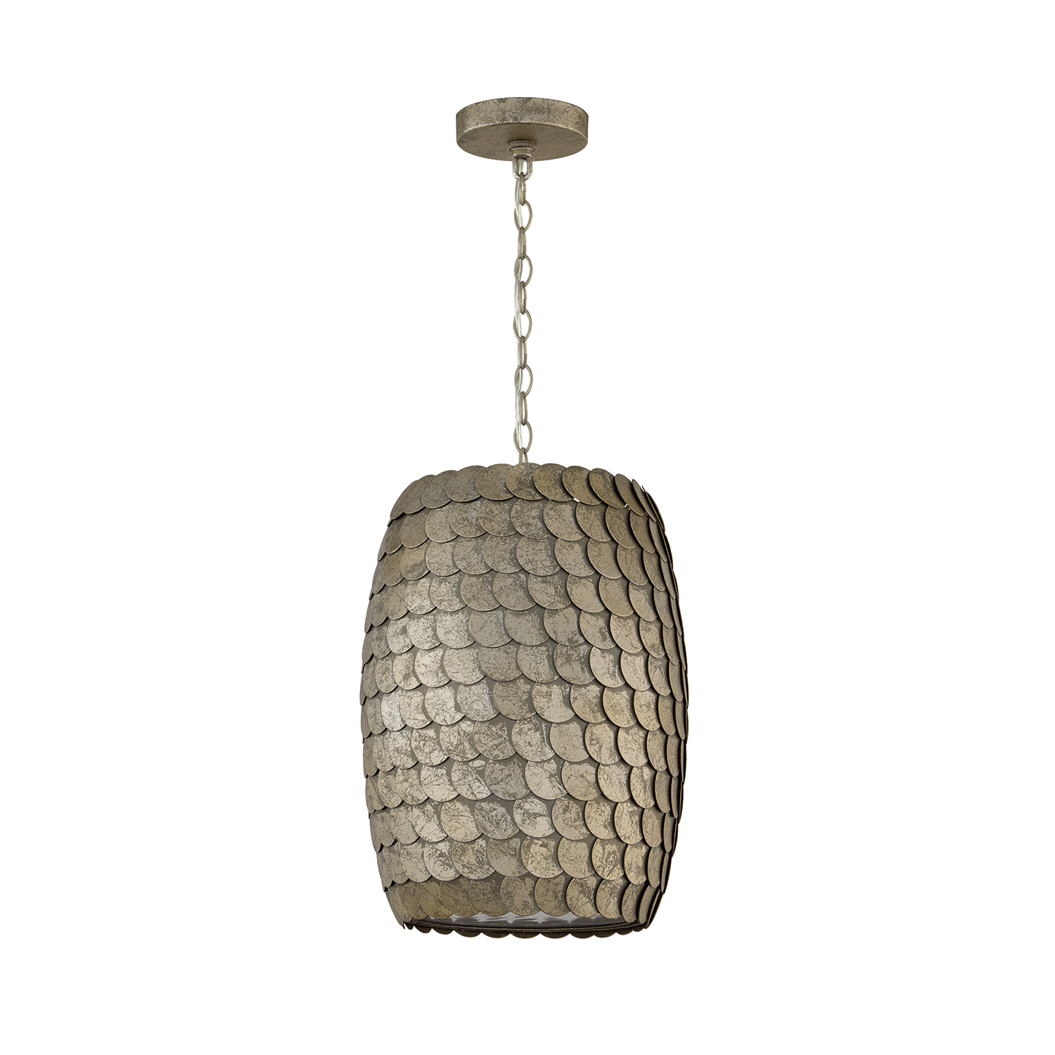 12" W x 17" H 1-Light Pendant in Grecian Luster with Handcrafted Disc Design and Real Alabaster Diffuser