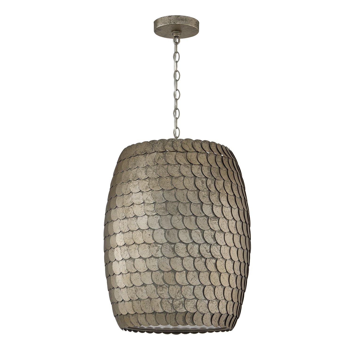 15" W x 20.5" H 1-Light Pendant in Grecian Luster with Handcrafted Disc Design and Real Alabaster Diffuser