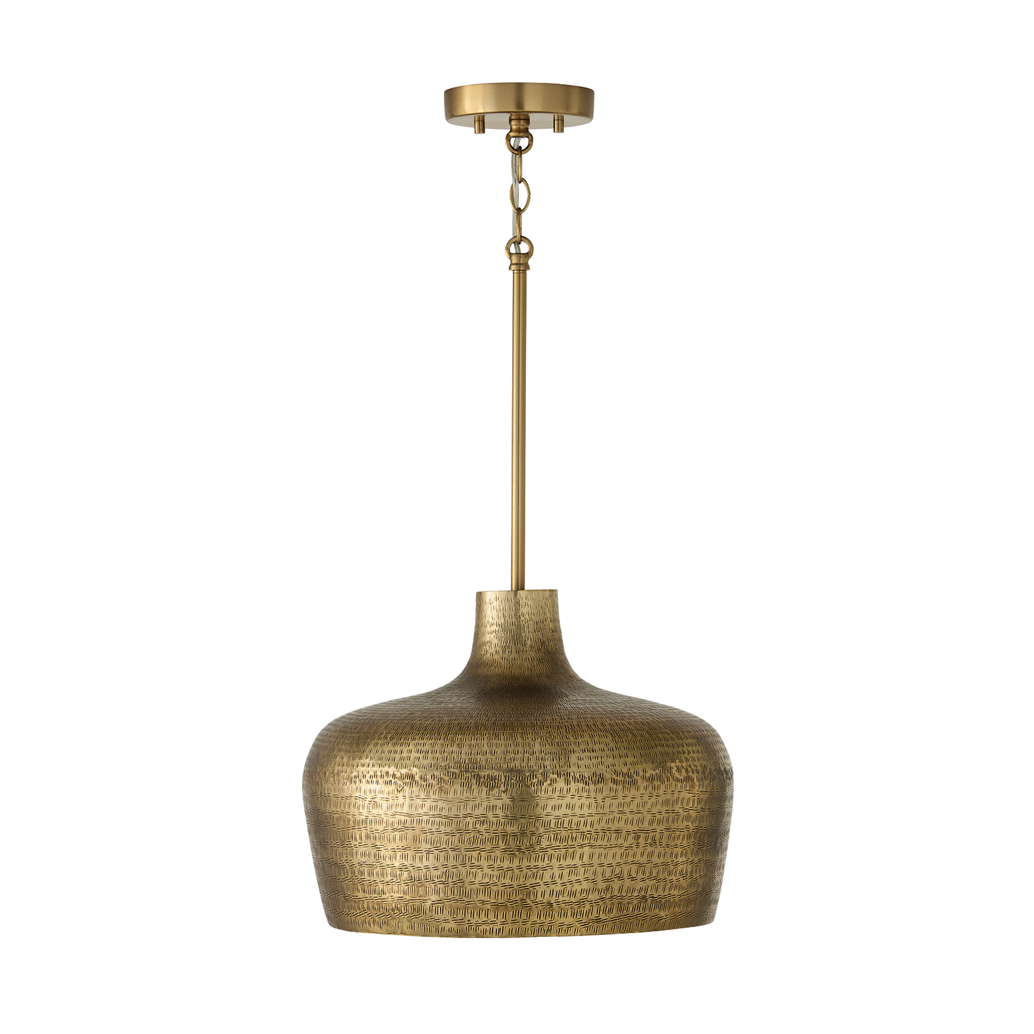 15" W x 11.5" H 1-Light Handcrafted Pendant in Tibetan Hammered Brass