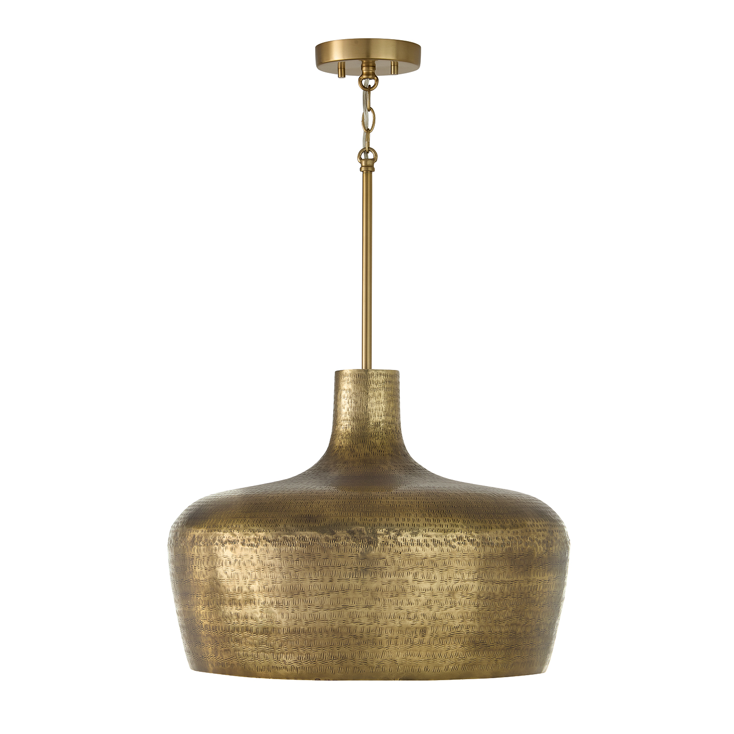 19.5" W x 15" H 1-Light Handcrafted Pendant in Tibetan Hammered Brass