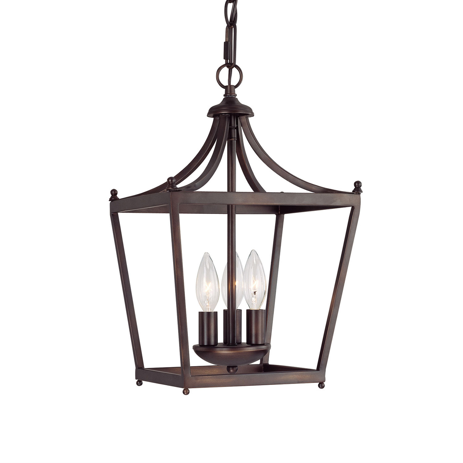 10" W x 17" H 3-Light Lantern Foyer Pendant in Burnished Bronze
