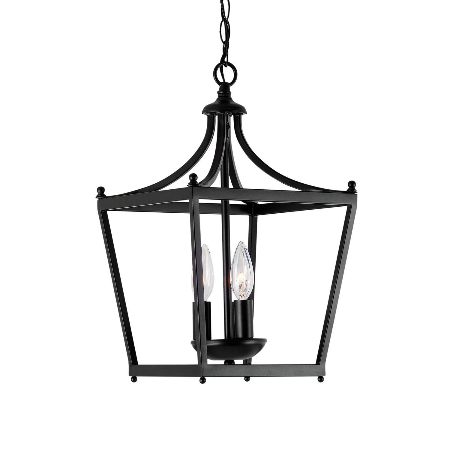 10" W x 17" H 3-Light Lantern Foyer Pendant in Matte Black