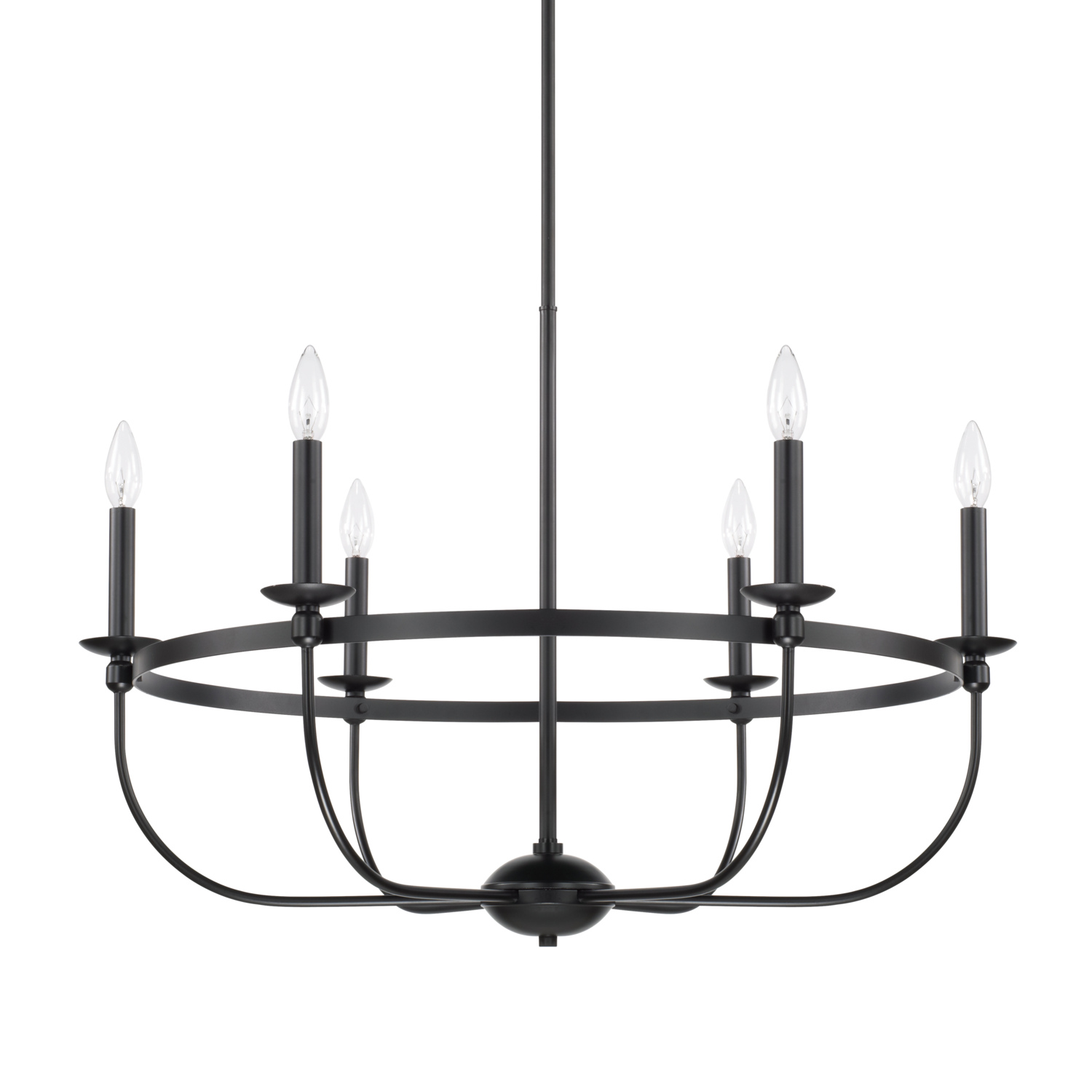 30" W x 14.5" H 6-Light Chandelier in Matte Black