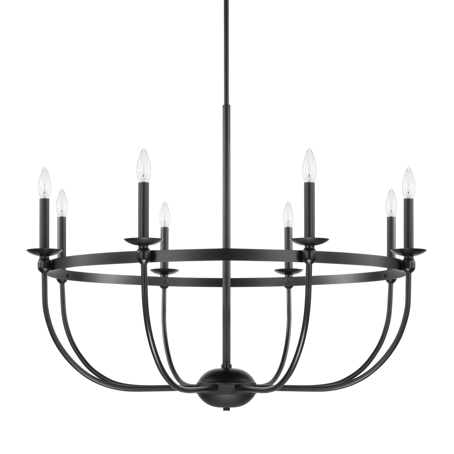 38" W x 29" H 8-Light Chandelier in Matte Black