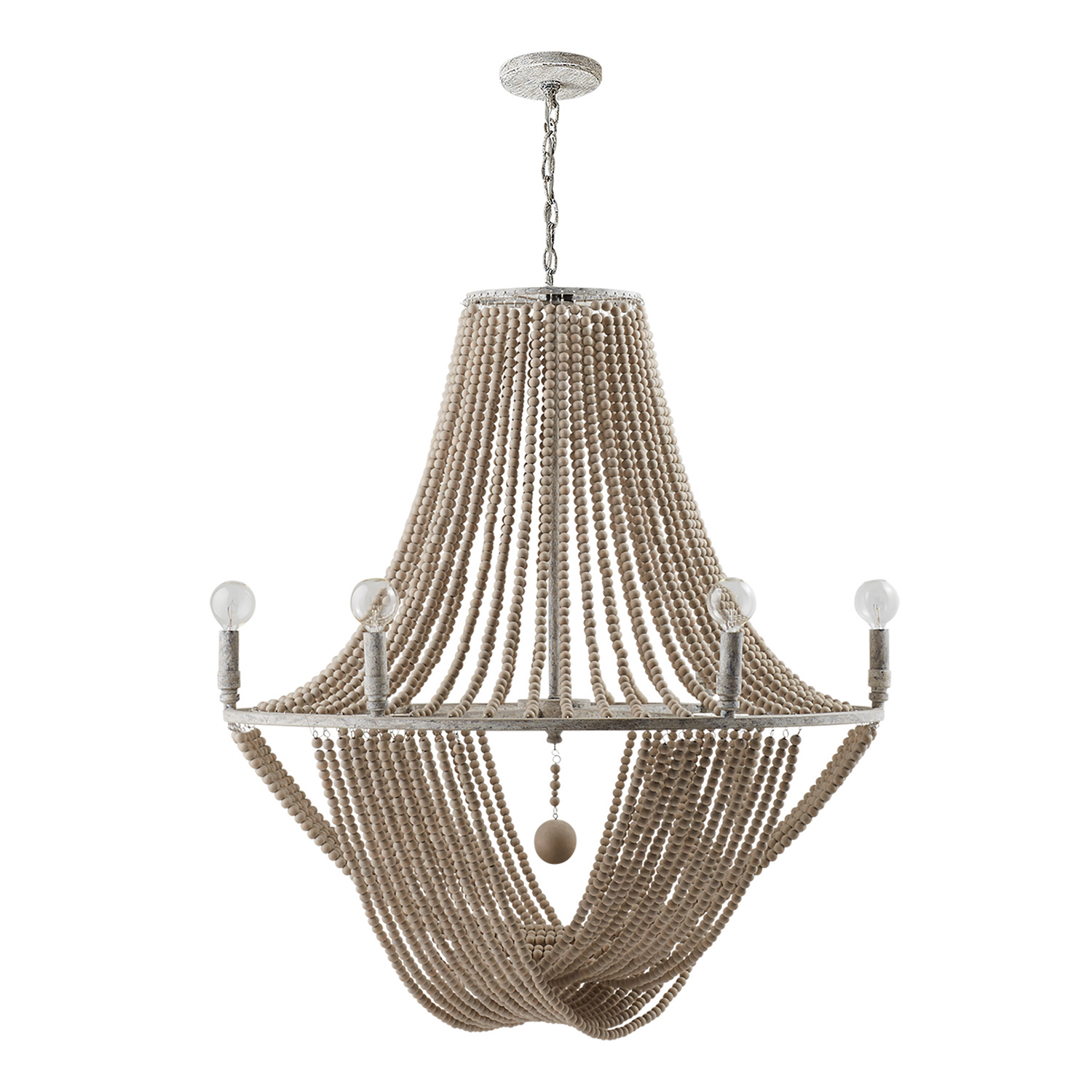 28.5" W x 34" H 6-Light Beaded Chandelier in Mystic Sand