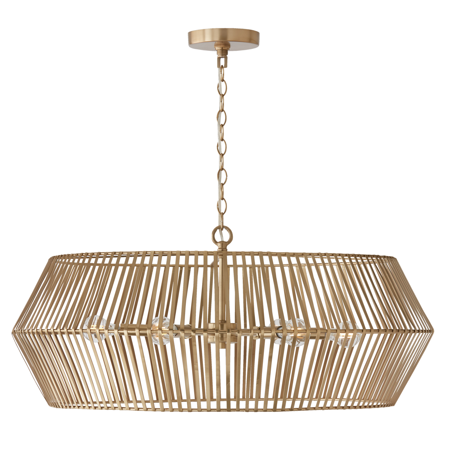 31"W x 12.75"H 6-Light Angular Metal Chandelier in Matte Brass