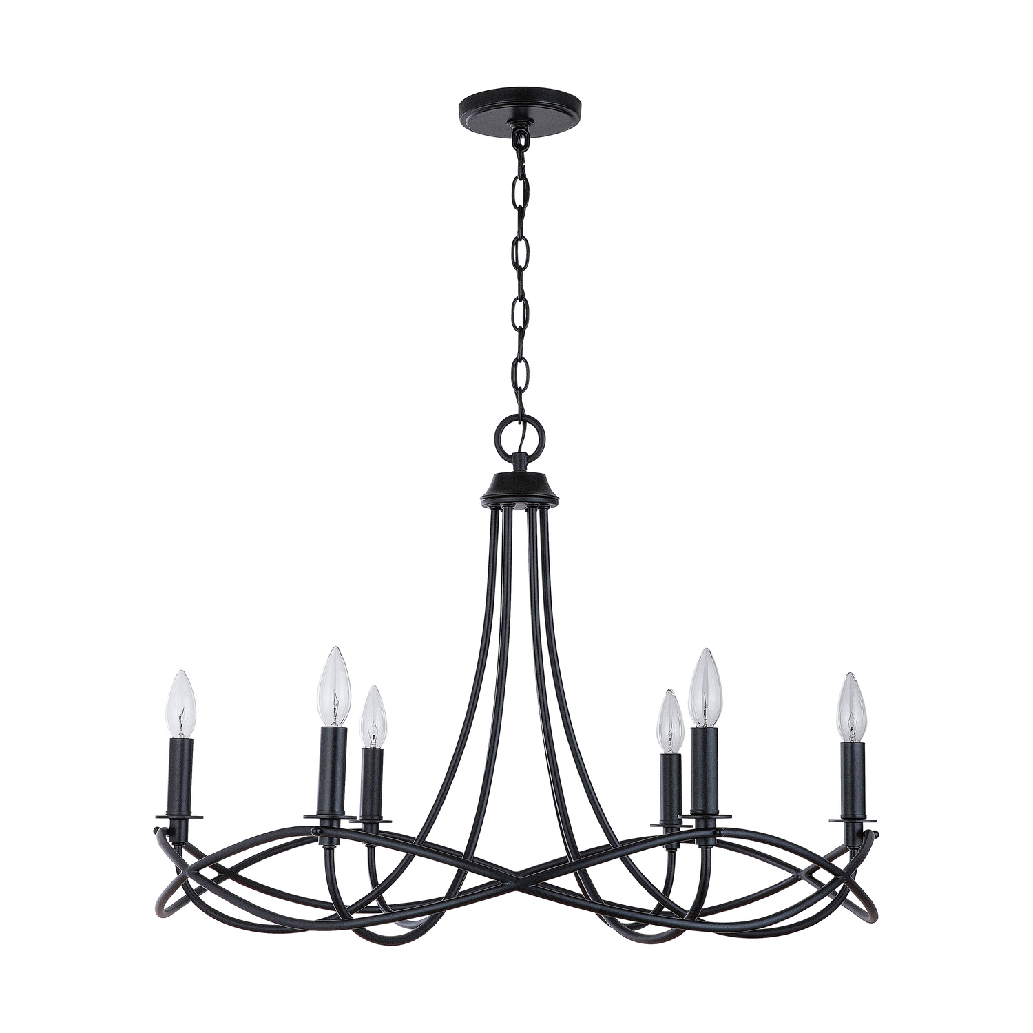 29.5" W x 22" H 6-Light Chandelier in Matte Black