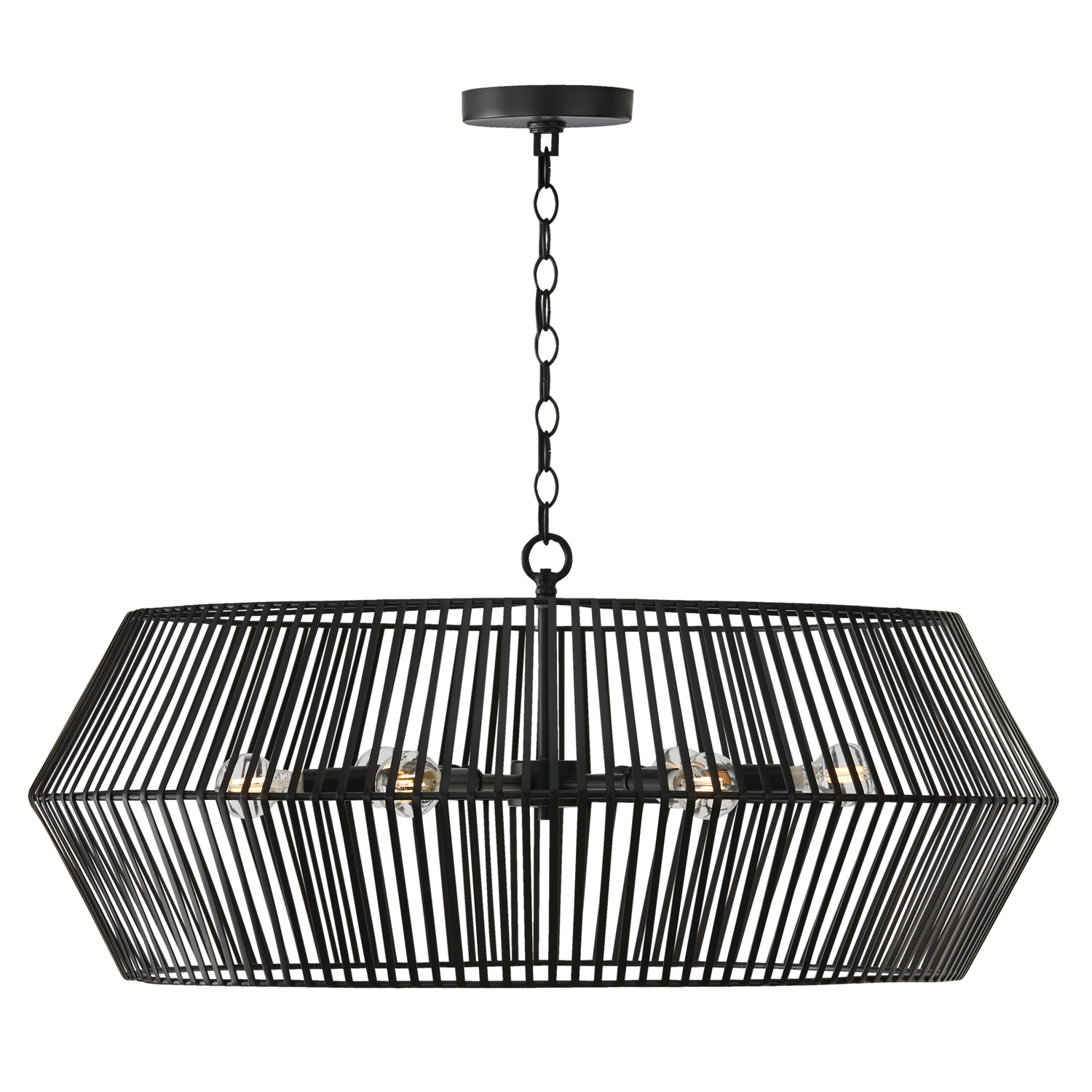 31"W x 12.75"H 6-Light Angular Metal Chandelier in Matte Black