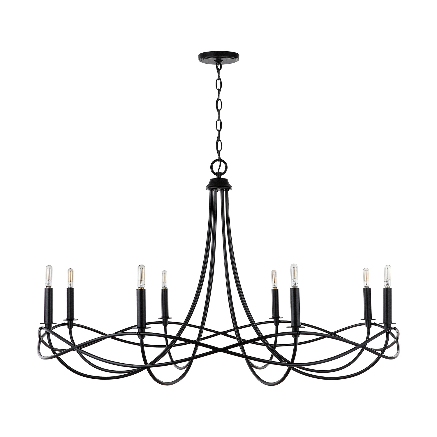 44.5" W x 27" H 8-Light Chandelier in Matte Black