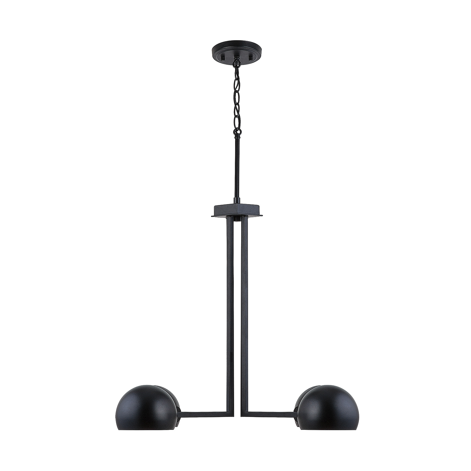27" W x 21" H 4-Light Chandelier in Matte Black with Tiltable Metal Shades with White Interior