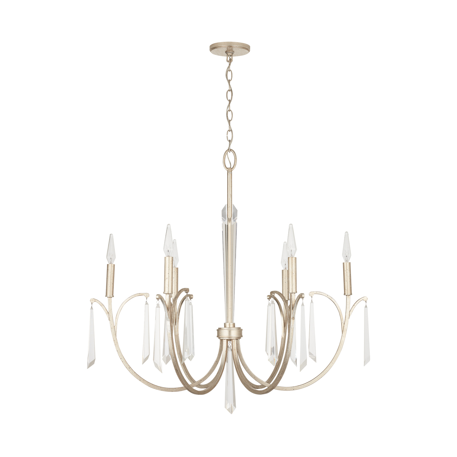33.5" W x 32.5" H 6-Light Chandelier in Winter Gold with K9 Crystal Adornments