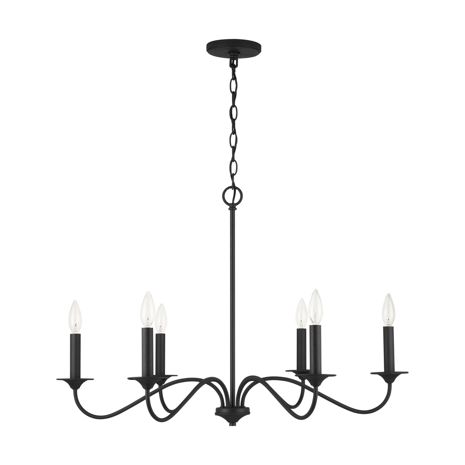32" W x 22" H 6-Light Chandelier in Black Iron