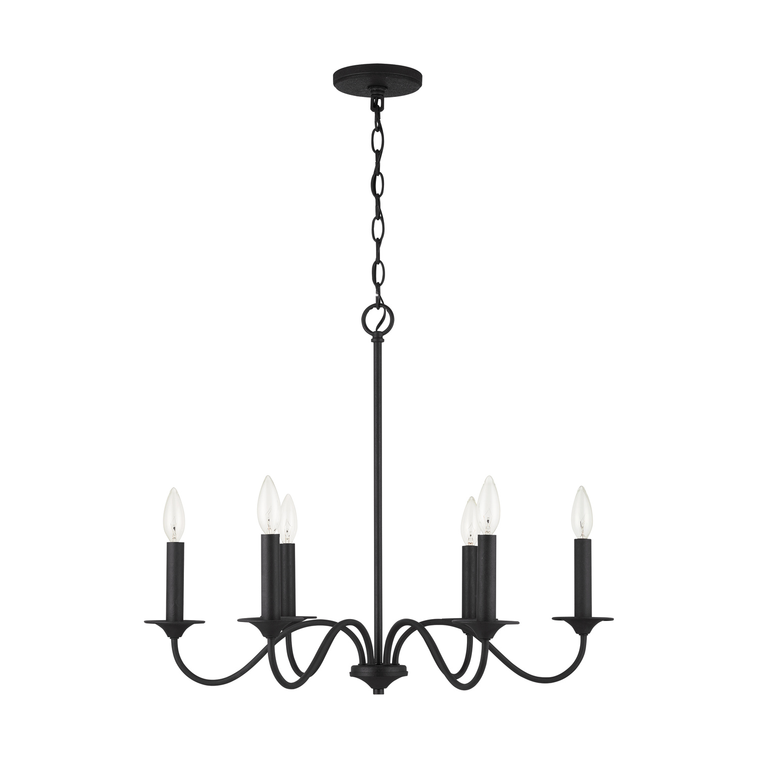 26" W x 22" H 6-Light Chandelier in Black Iron