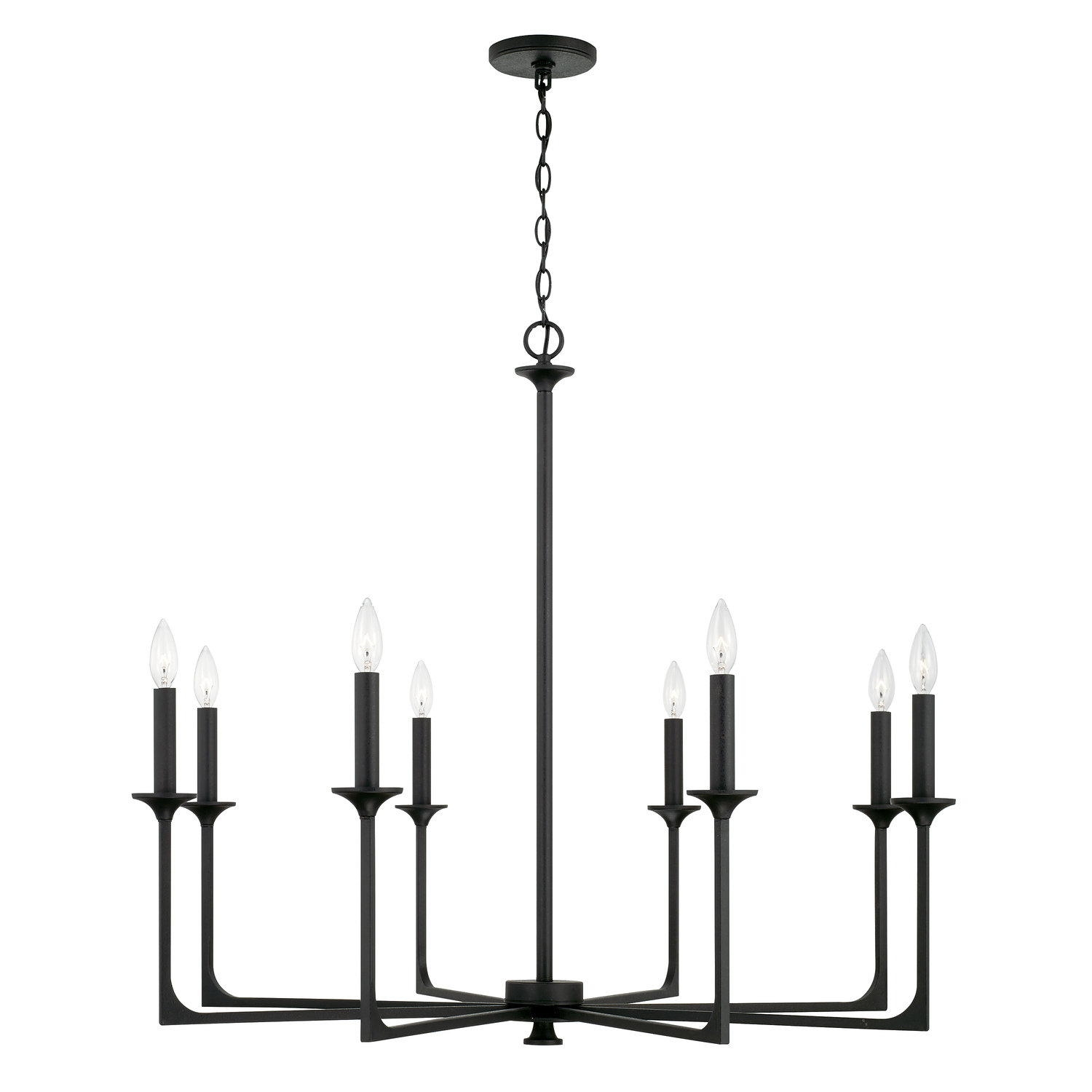 38" W x 33.5" H 8-Light Chandelier in Black Iron