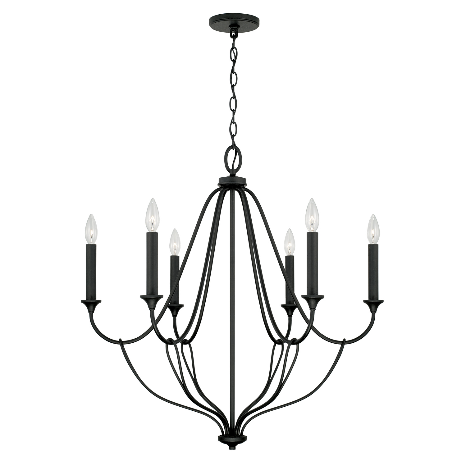 30" W x 29.5" H 6-Light Chandelier in Black Iron