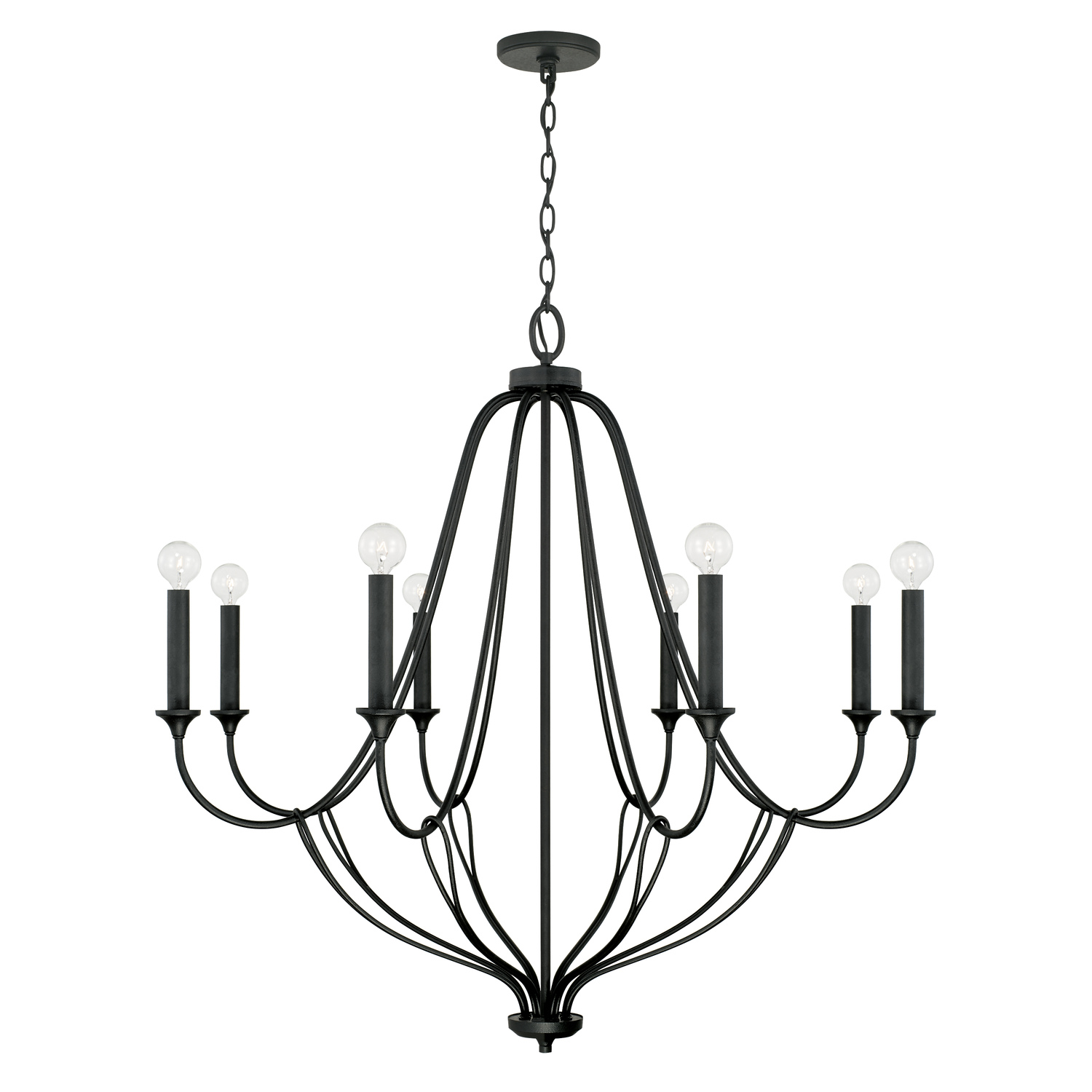 37.5" W x 35.5" H 8-Light Chandelier in Black Iron