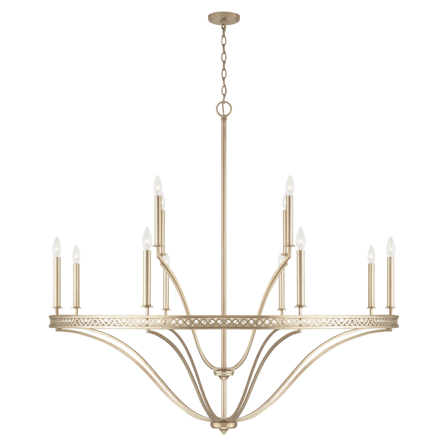 52" W x 50.5" H 12-Light Grand Chandelier in Winter Gold