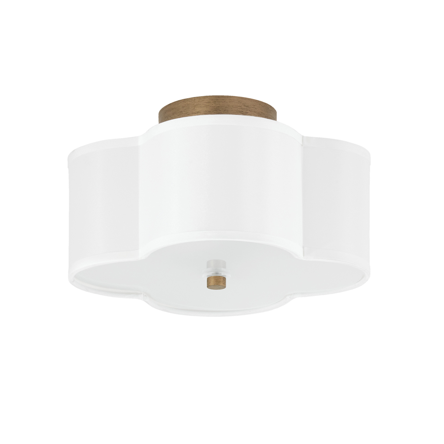 12" W x 7" H 2-Light Semi-Flush Mount in Brushed Gold with Scalloped White Fabric Shade