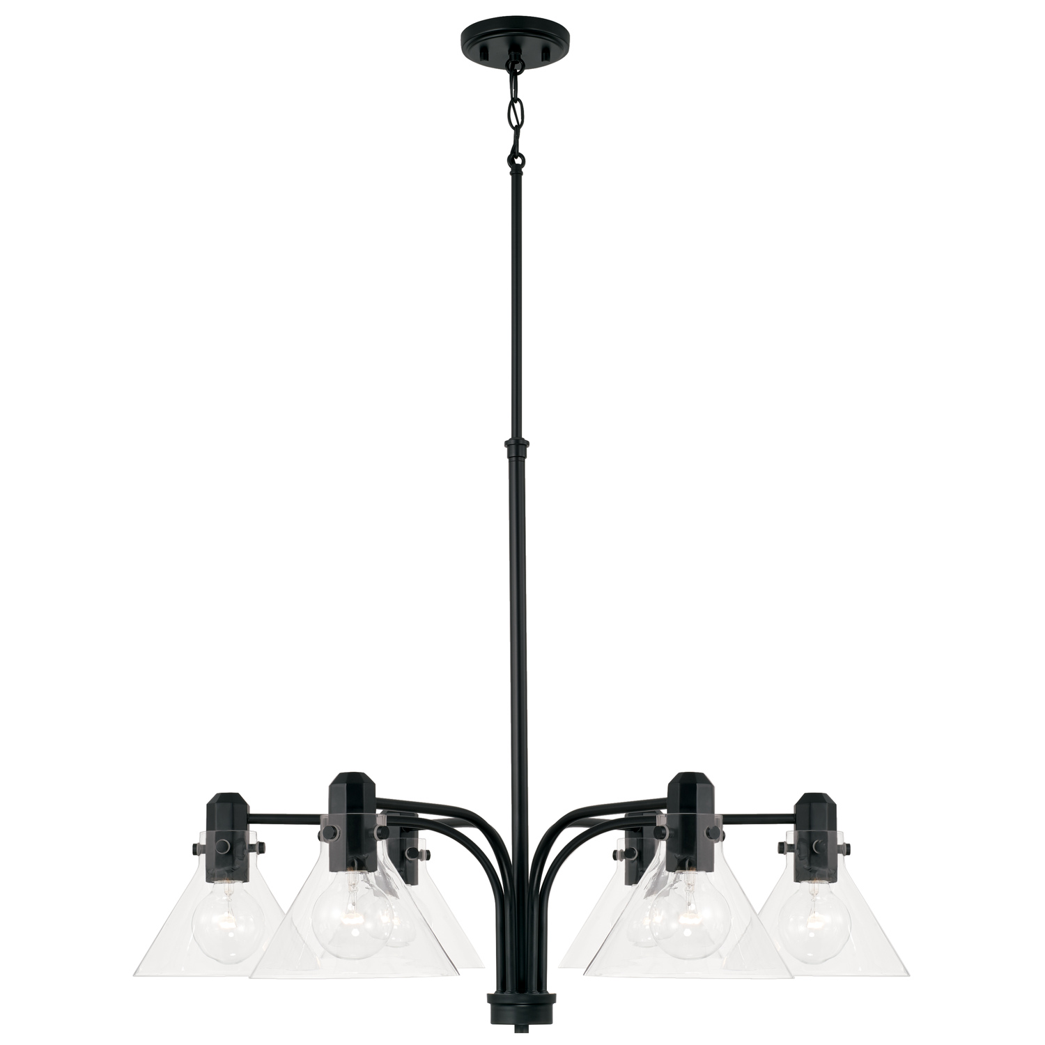 33" W x 25" H 6-Light Chandelier in Matte Black with Clear Glass