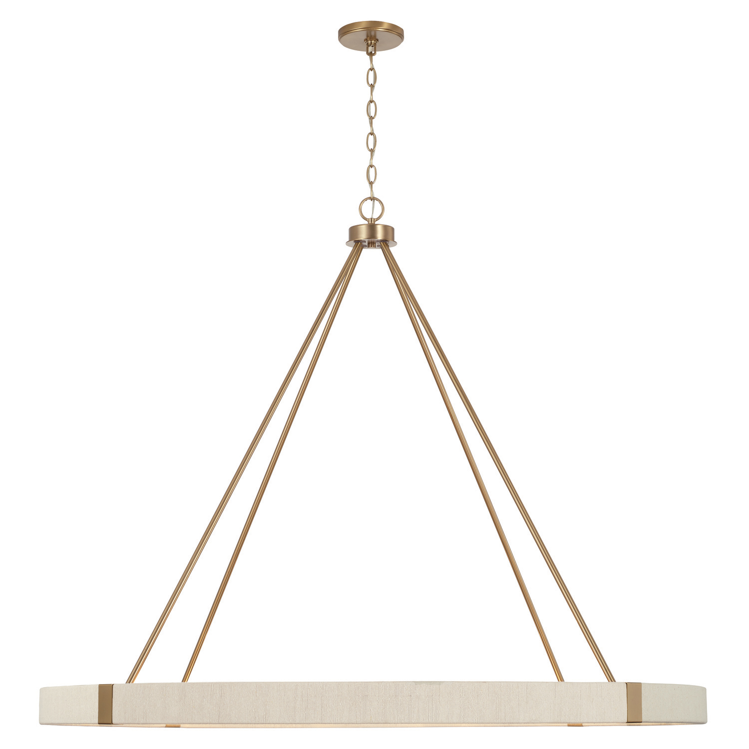 47.75"W x 40"H 12-Light Chandelier in Matte Brass with Bleached Natural Rope