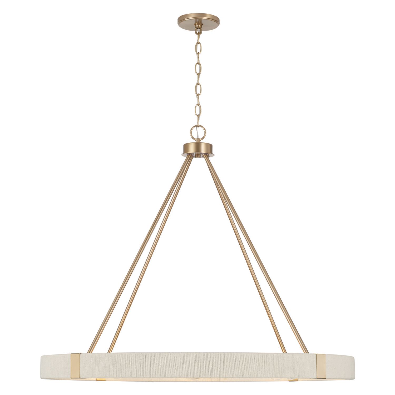 36"W x 30"H 8-Light Chandelier in Matte Brass with Bleached Natural Rope