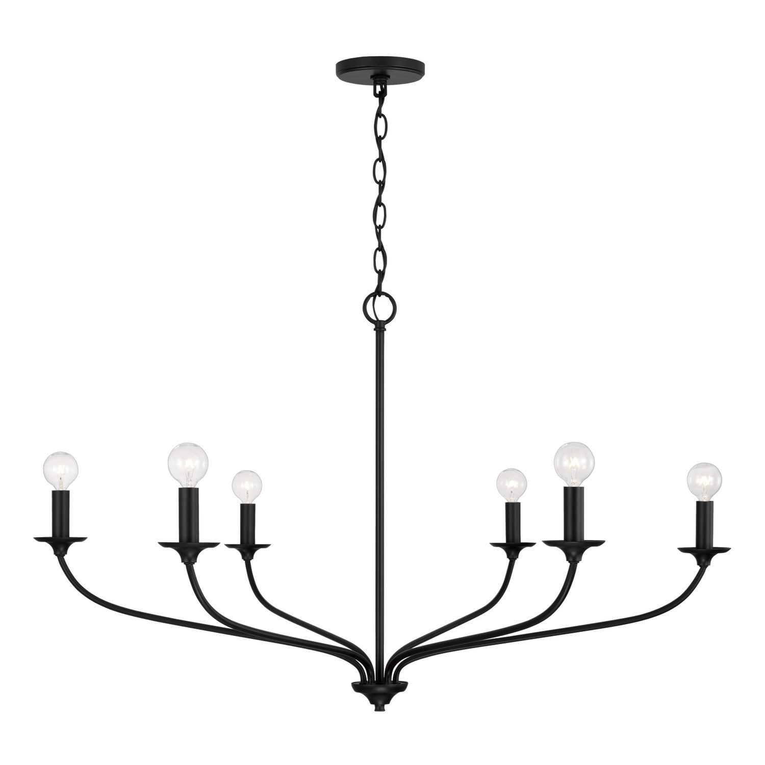 39.75"W x 24"H 6-Light Chandelier in Matte Black