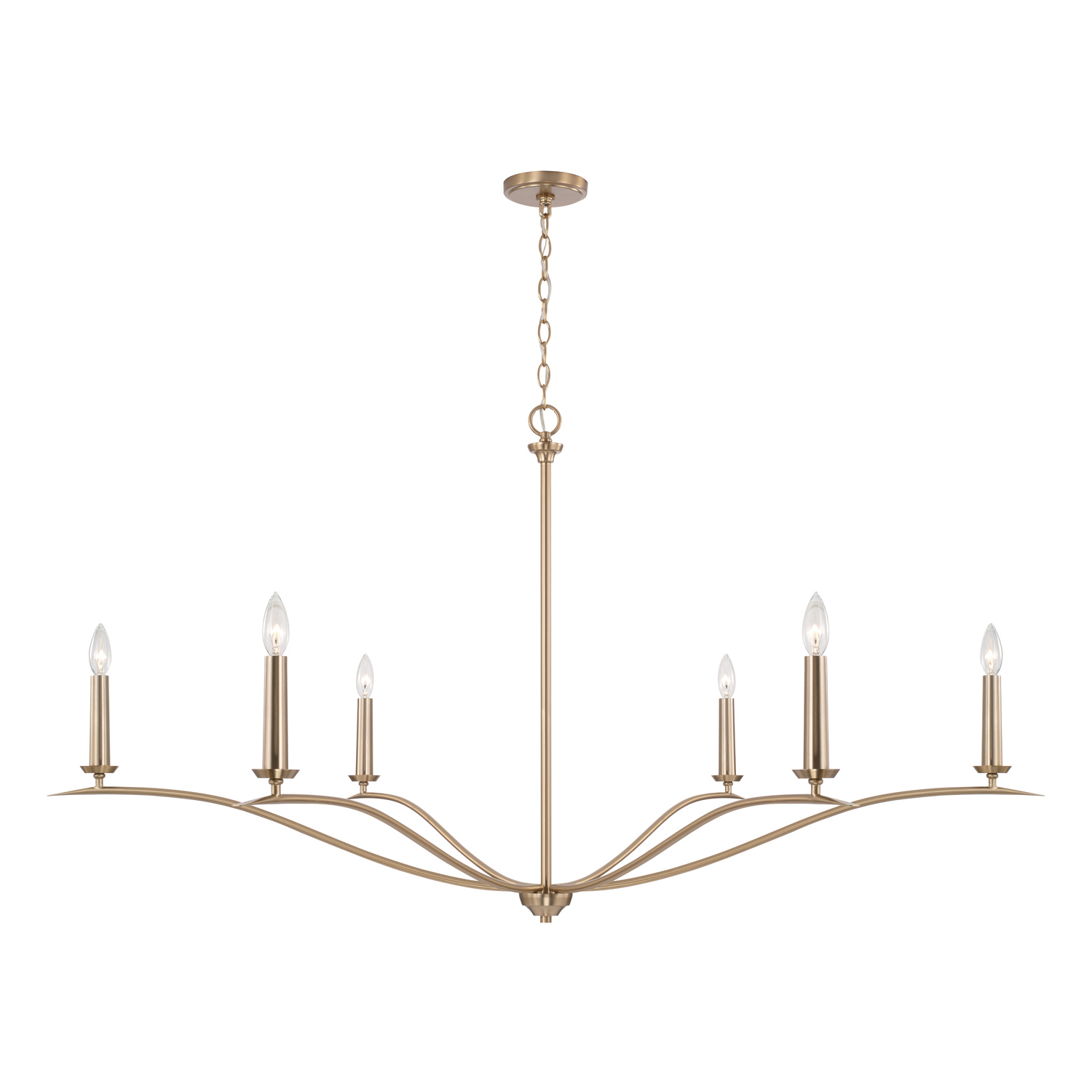 57"W x 29.25"H 6-Light Elongated Chandelier in Matte Brass