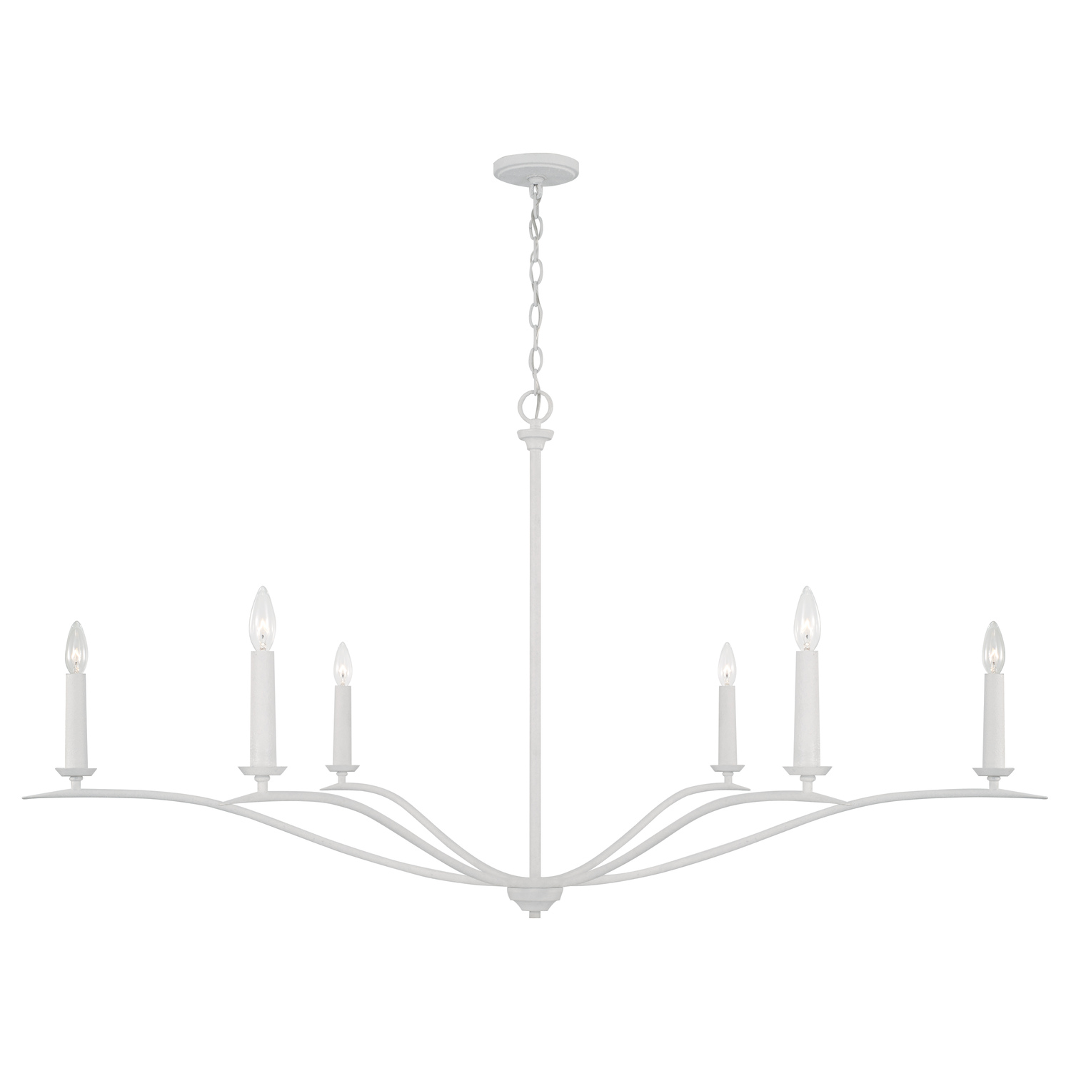 57"W x 29.25"H 6-Light Elongated Chandelier in Textured White