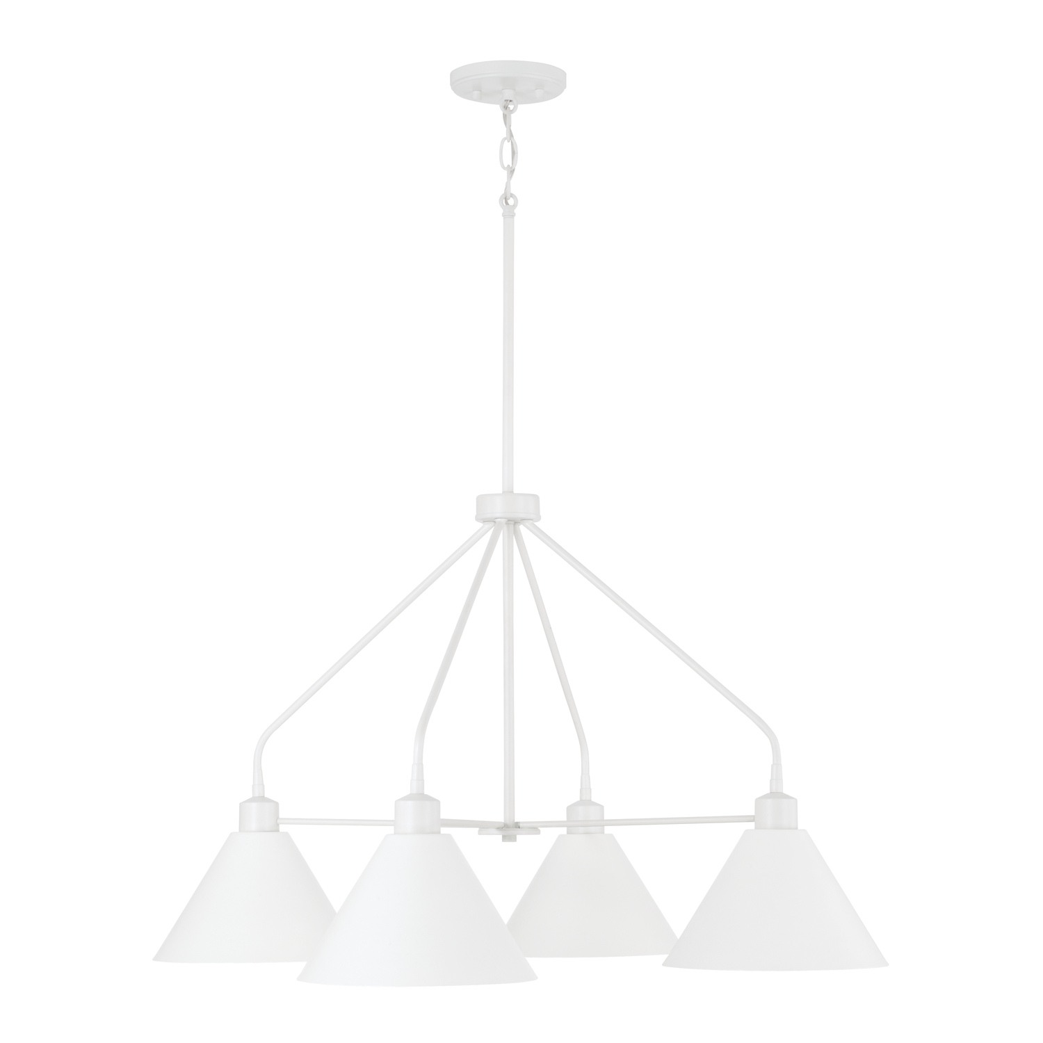 32.50"W x 20"H 4-Light Modern Metal Chandelier in White