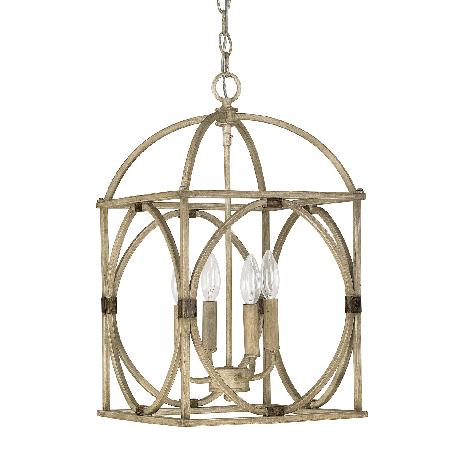 12" W x 21" H 4-Light Lantern Foyer Pendant in French Oak