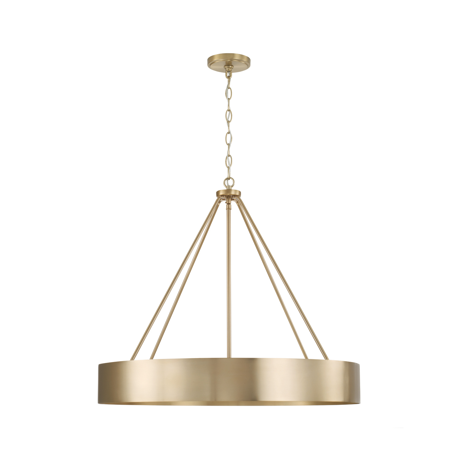27.50"W x 24.25"H 4-Light Modern Circular Metal Chandelier in Matte Brass