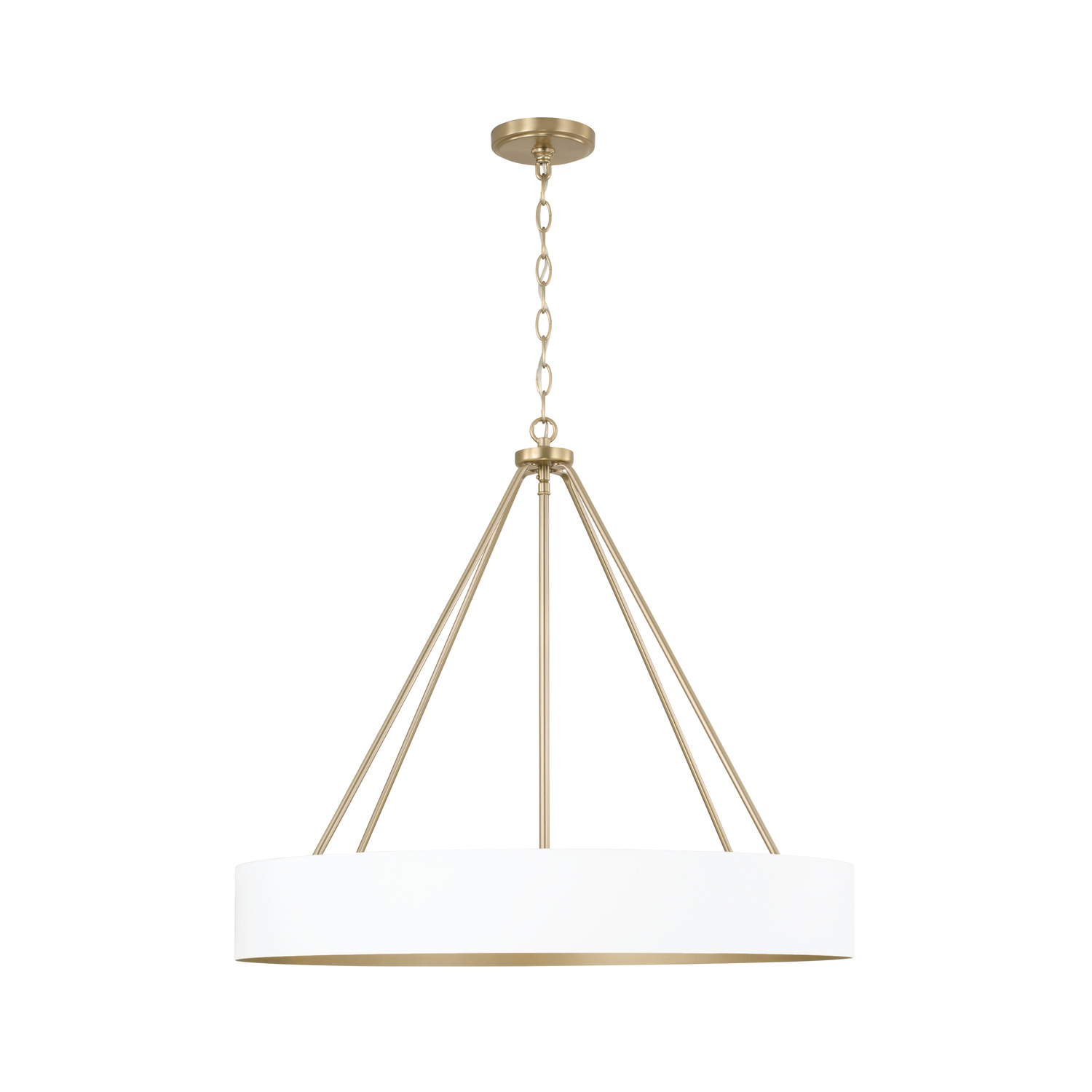 27.50"W x 24.25"H 4-Light Modern Circular Metal Chandelier in Matte White with Painted Matte Brass Interior