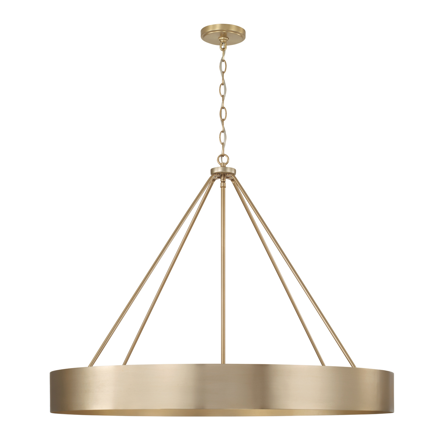35.75"W x 27.25"H 6-Light Modern Circular Metal Chandelier in Matte Brass