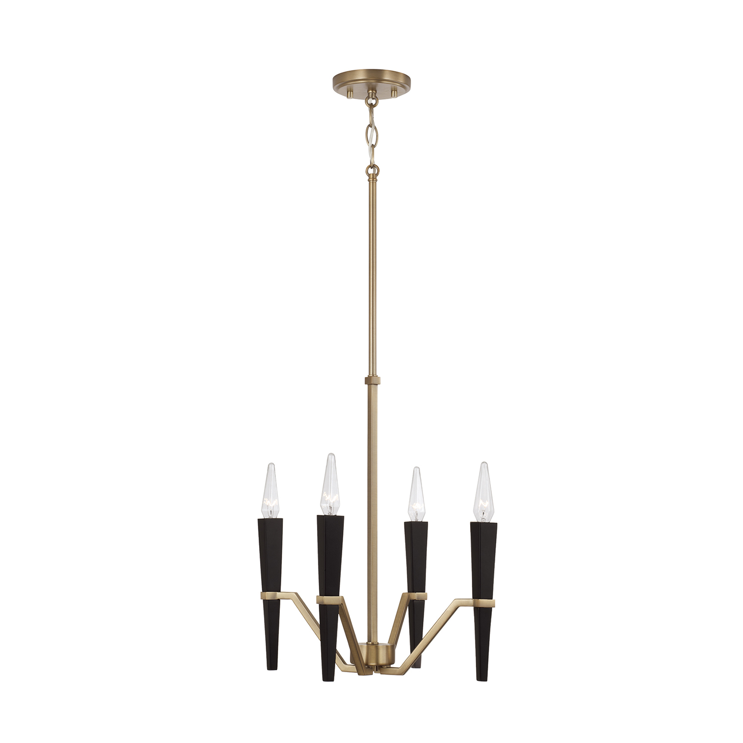 16" W x 15.75" H 4-Light Chandelier in Aged Brass and Black