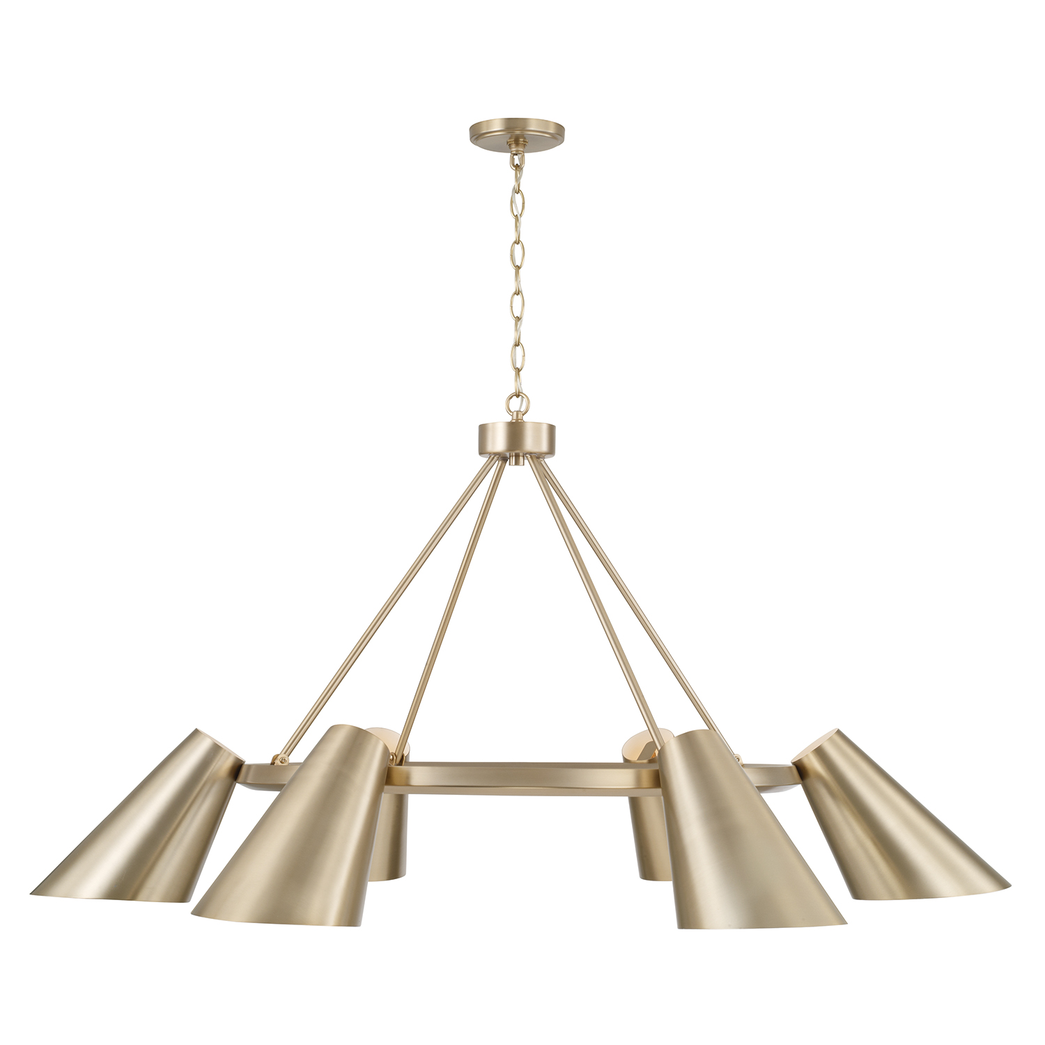 48" W x 25.5" H 6-Light Modern Ring Chandelier in Matte Brass with Painted White Interior