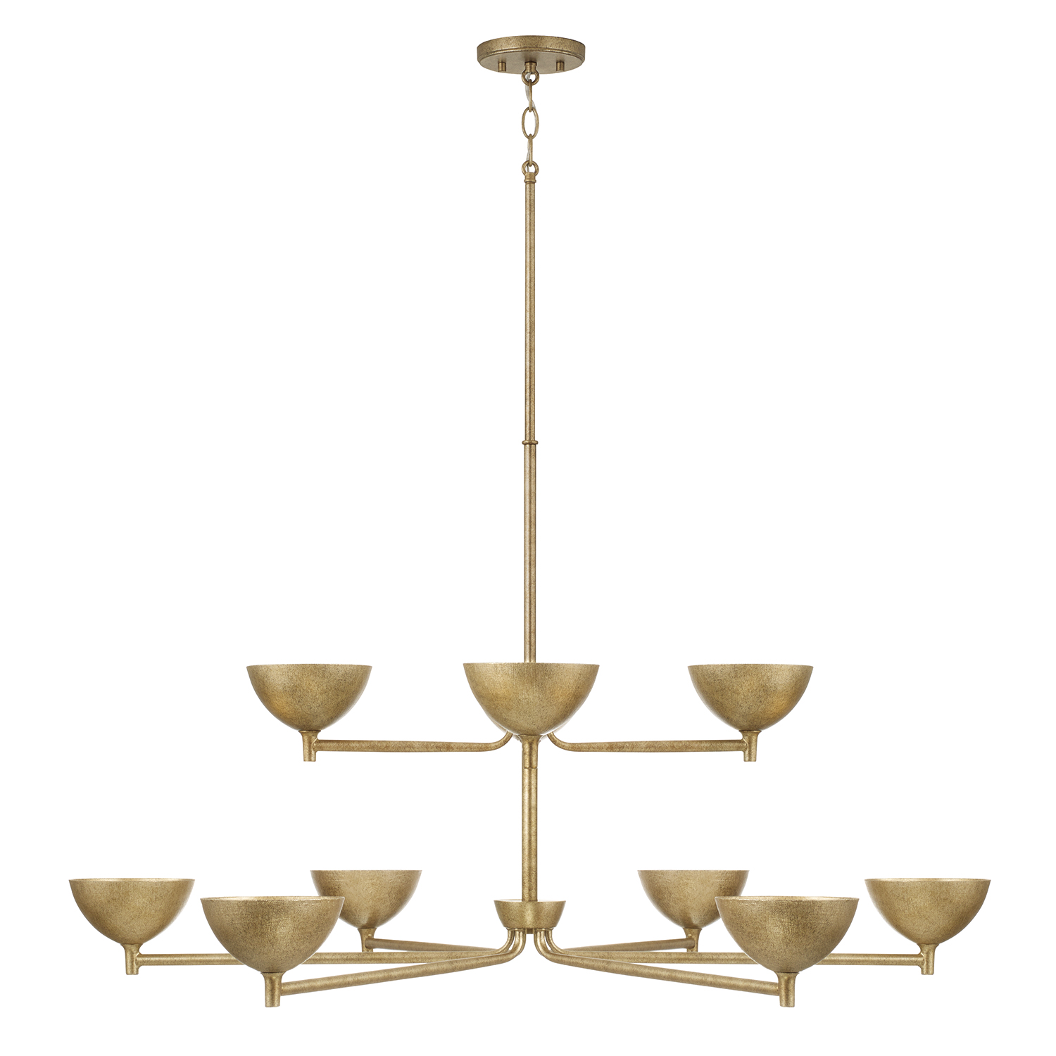 43" W x 24" H 10-Light Two-Tier Chandelier in Textural Feathered Brass
