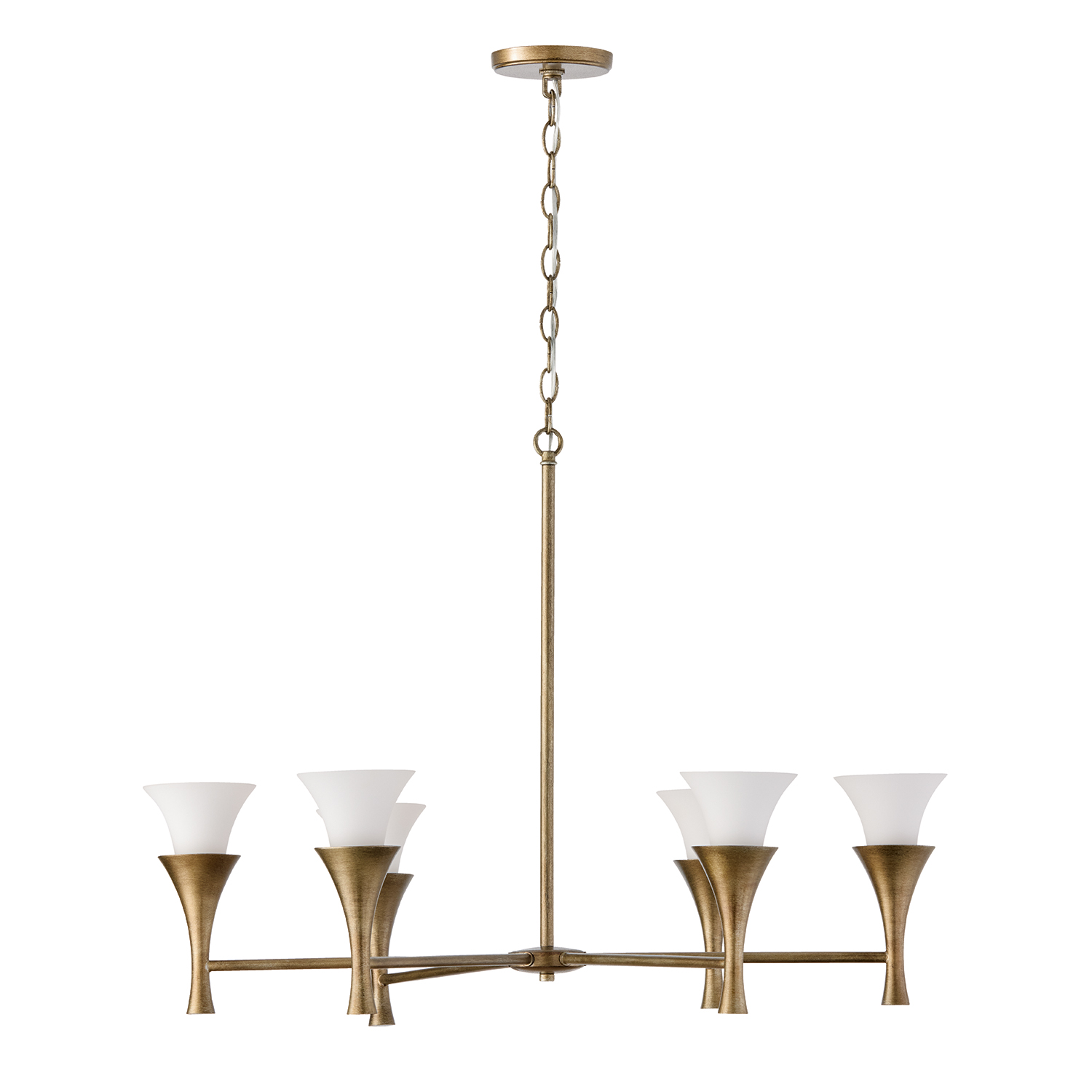 34" W x 23" H 6-Light Chandelier in Mystic Luster with Soft White Glass