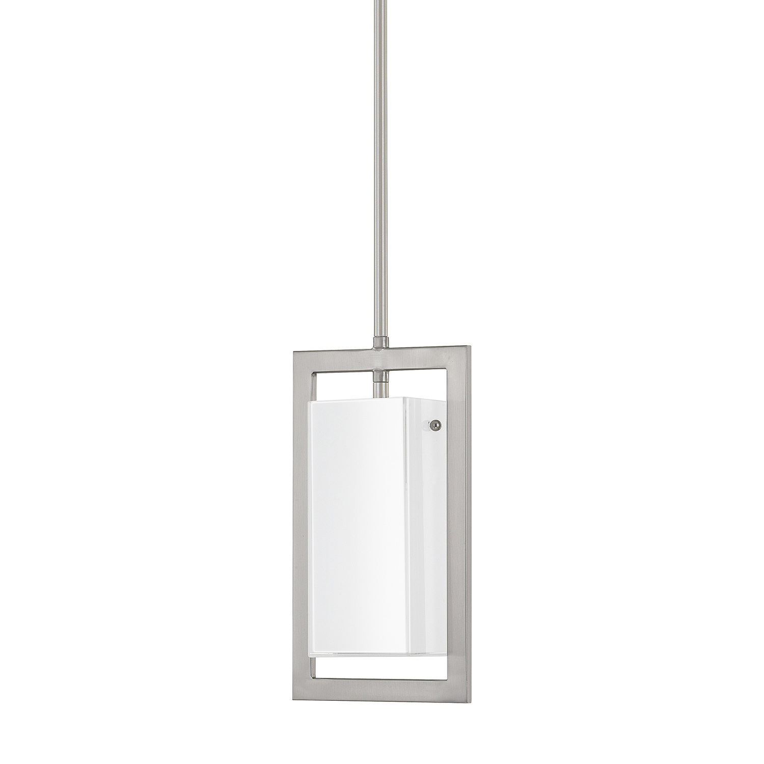 7" W x 12" H 1-Light Milk Glass Pendant in Brushed Nickel