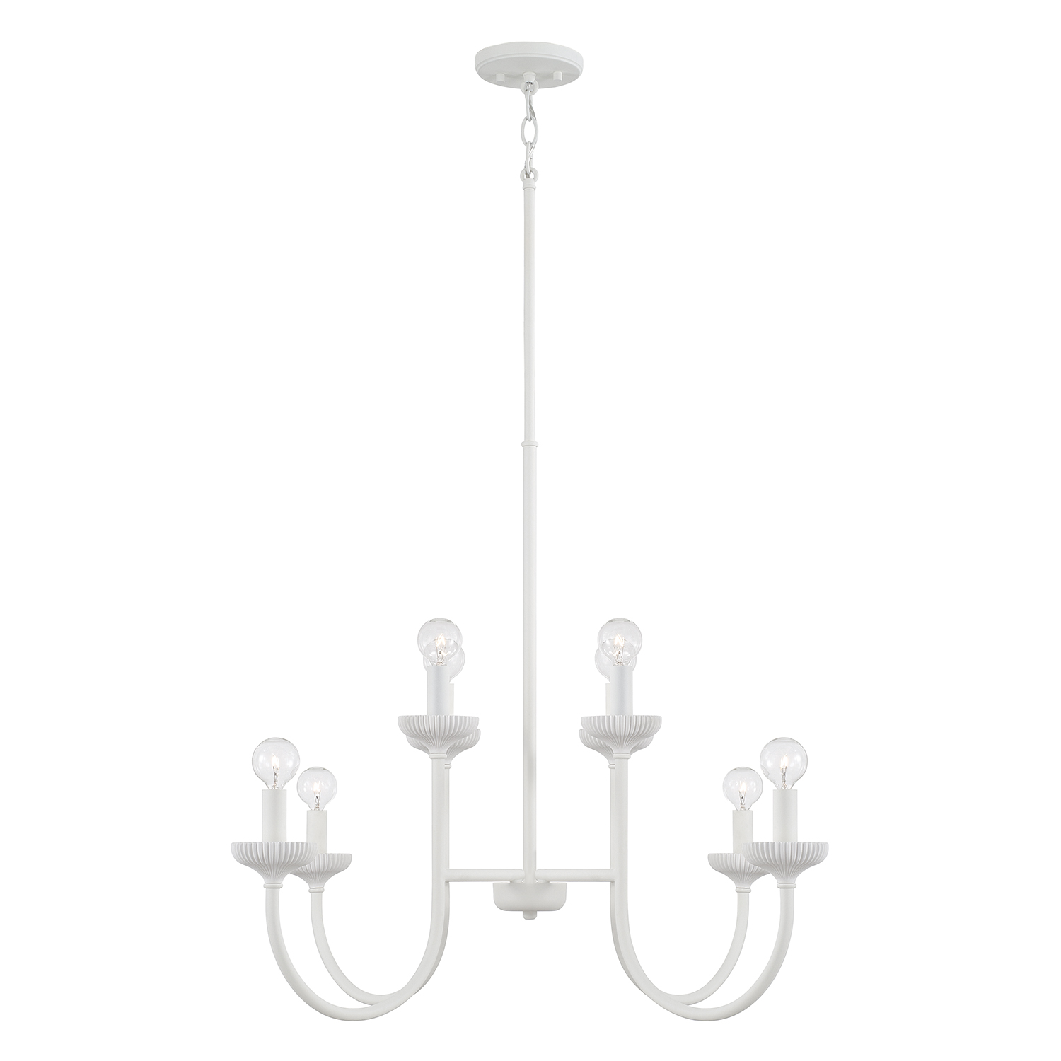 32.5" W x 26" H 8-Light Chandelier in Matte White with Handcrafted Fluted Ceramic Accents