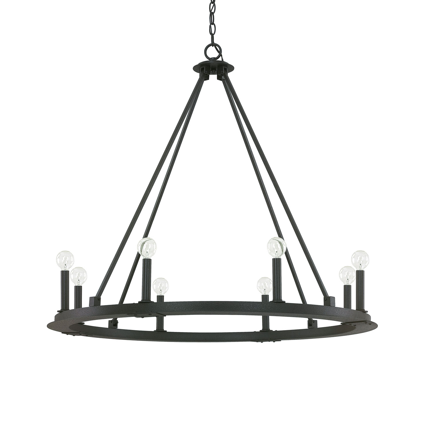 36" W x 33" H 8-Light Candle-Style Ring Chandelier in Black Iron