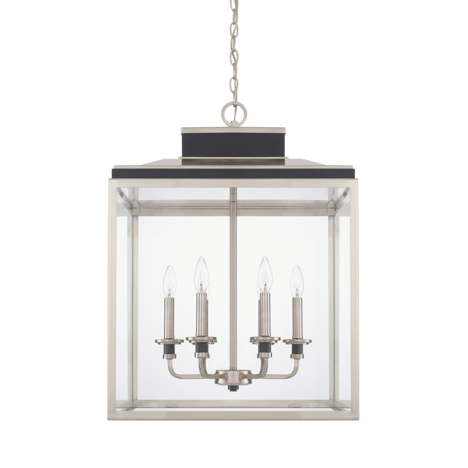 20" W x 27.5" H 6-Light Clear Glass Foyer in Brushed Nickel and Matte Black