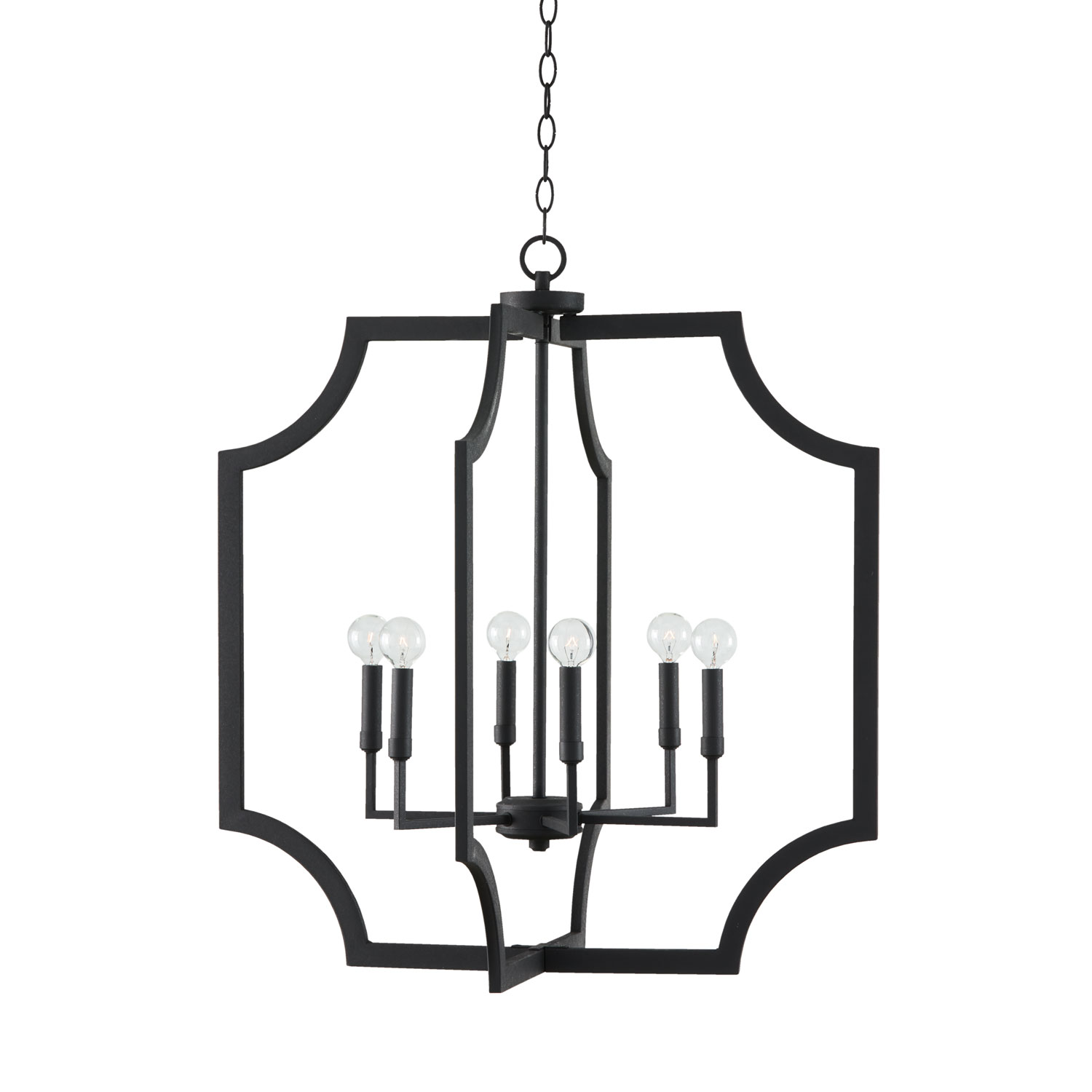 28" W x 30.5" H 6-Light Foyer Pendant in Black Iron