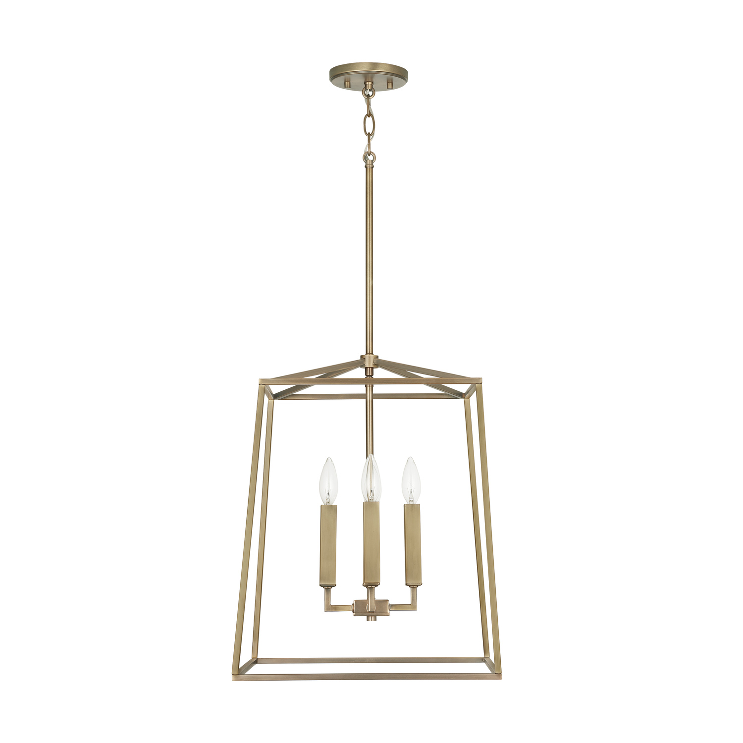 16" W x 20" H 4-Light Lantern Foyer Pendant in Aged Brass