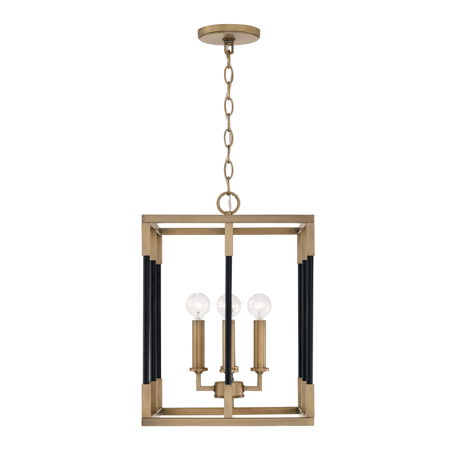 13" W x 18" H 4-Light Small Foyer in Aged Brass and Black