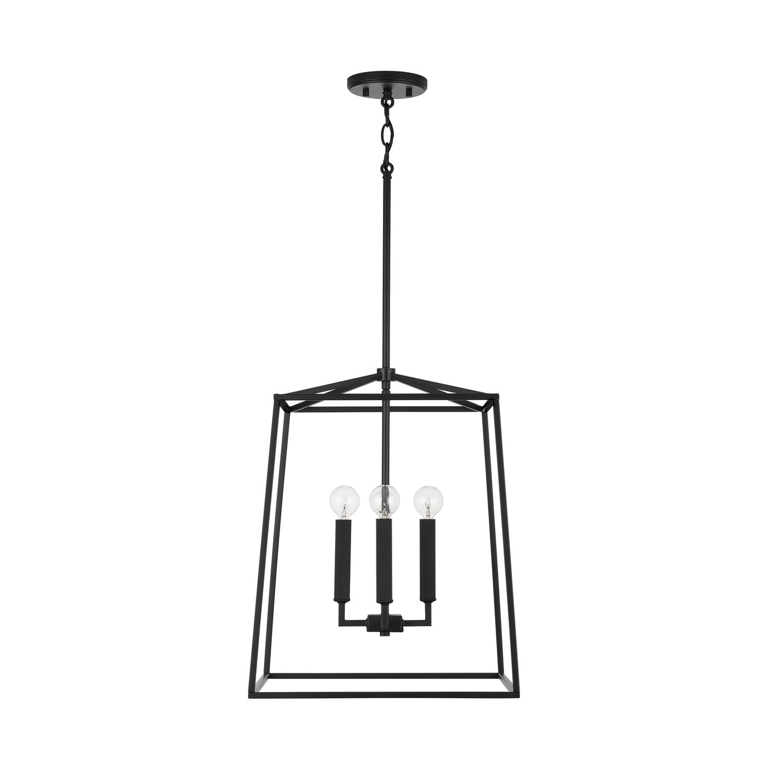 16" W x 20" H 4-Light Lantern Foyer Pendant in Matte Black