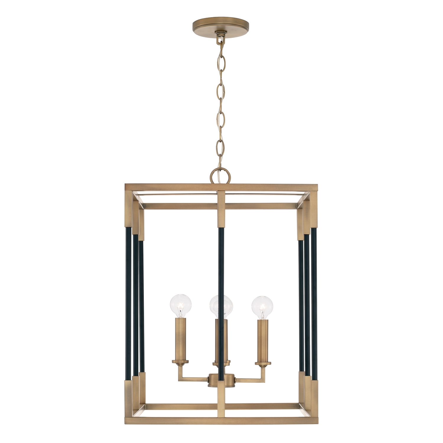 16" W x 22.5" H 4-Light Medium Foyer in Aged Brass and Black